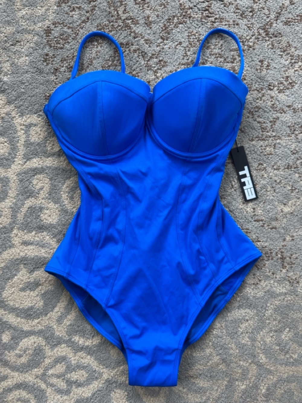 TA3 Pushy Snatched Waist Corset Back Swimsuit Sapphire Large Short